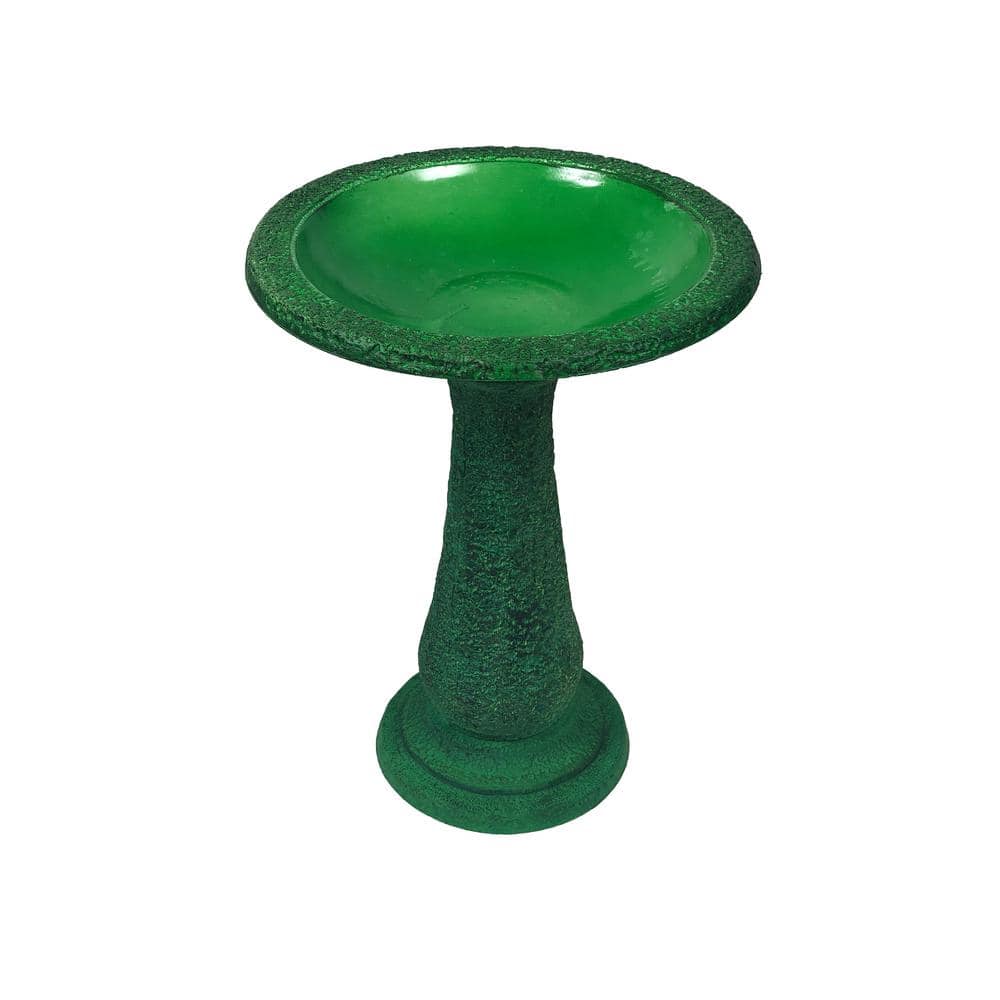 Exaco 24 in. H x 18 in. W Endura Clay 2Shade Green Bird Bath FM2470G