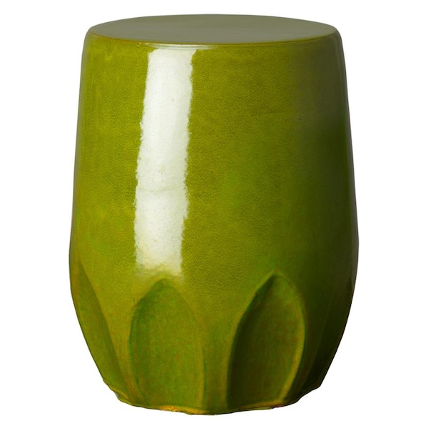 Emissary Calyx 22 in. H Green Round Ceramic Garden Stool