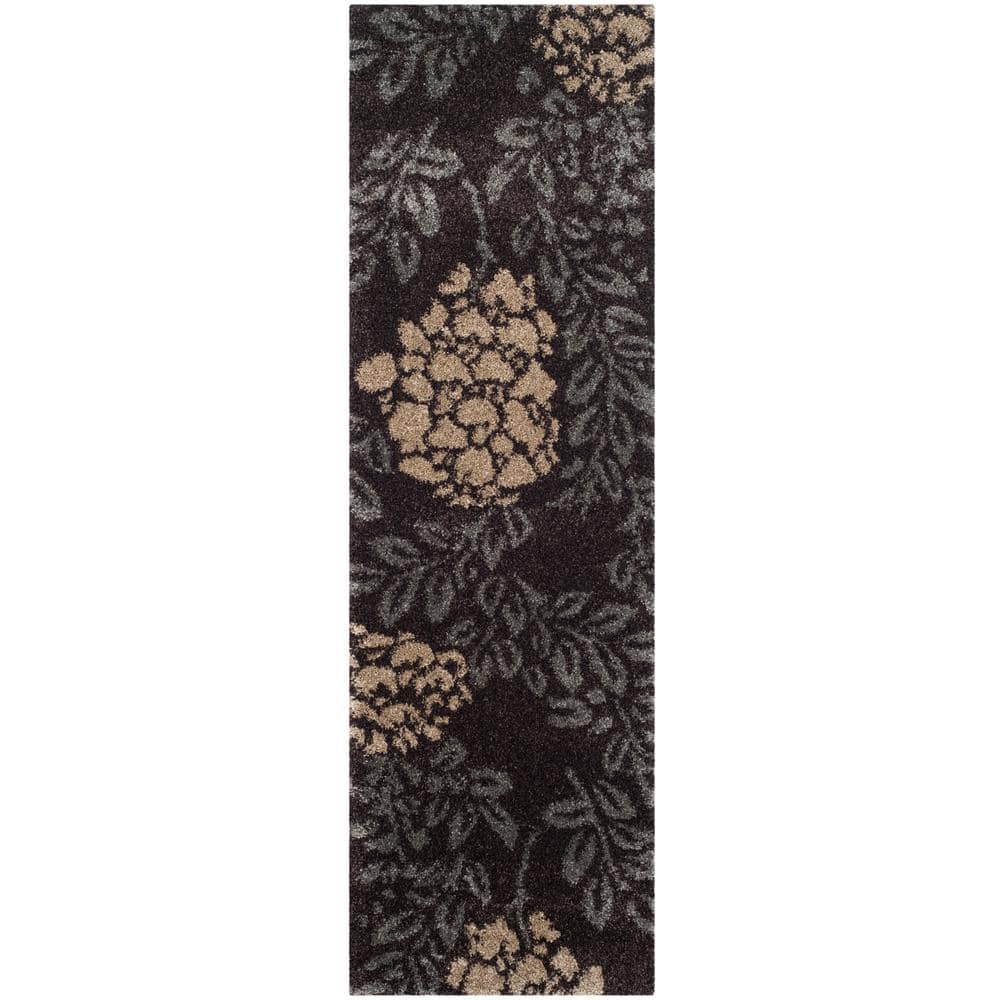 Florida Shag Dark Brown/Gray 2 ft. x 11 ft. Floral Runner Rug price history on PriceWatchPro