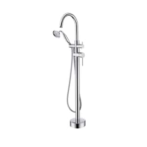 2-Handle Claw Foot Tub Faucet with Hand Shower, Freestanding Tub Shower Faucet with hand shower in Chrome