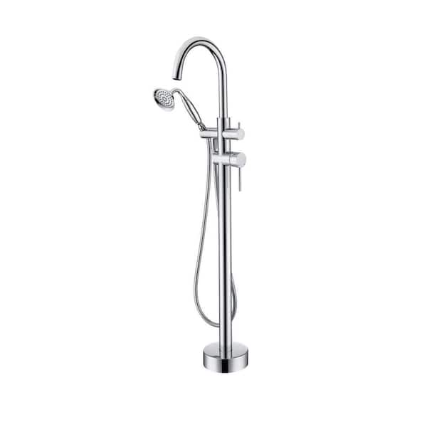 Fapully 2-Handle Claw Foot Tub Faucet with Hand Shower, Freestanding Tub Shower Faucet with hand shower in Chrome