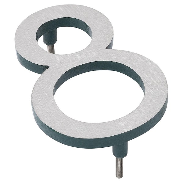Montague Metal Products 16 in. Satin Nickel/Hunter Green 2-Tone Aluminum Floating or Flat Modern House Numbers 0-9 - 8