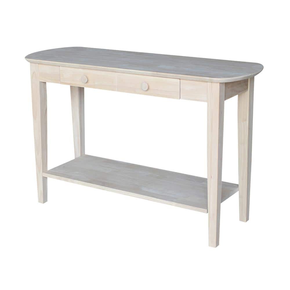 Unfinished Parawood Philips Oval Sofa Table with Storage