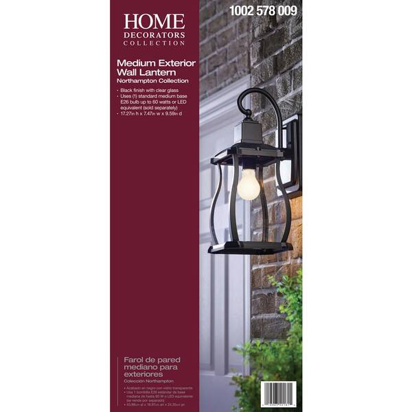 Home Decorators Collection Northampton 1-Light Black Outdoor Wall Lantern Sconce 