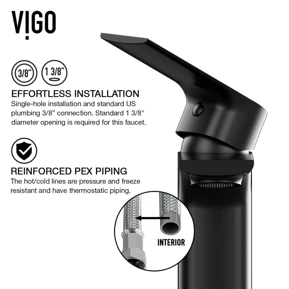 Matte Black Brass Single Handle Bathroom Faucet