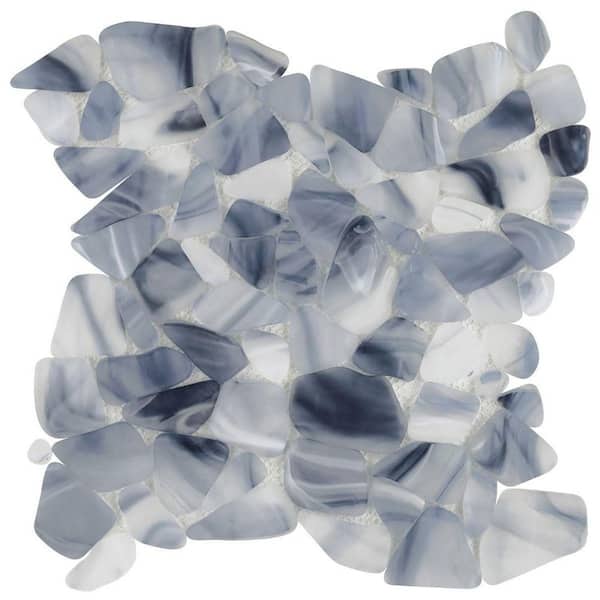 Ivy Hill Tile Hydra Blue 4 in. x 0.31 in. Frosted Glass Wall Mosaic Tile Sample