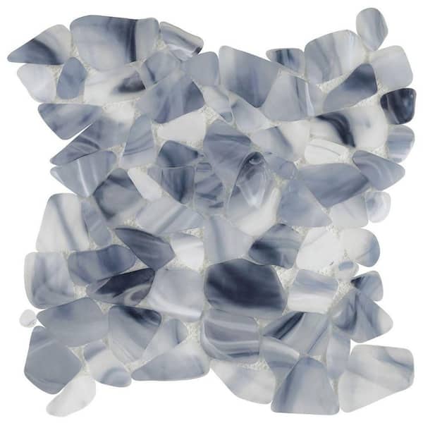 Ivy Hill Tile Hydra Blue 11.81 in. x 11.81 in. Frosted Glass Wall Mosaic Tile (0.96 Sq. ft./Each)