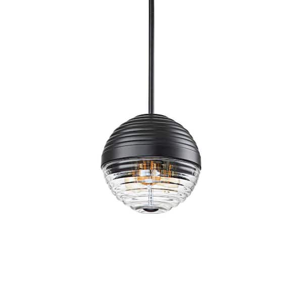 EDISLIVE Clarkton 3-Light Black Globe Pendant Light with Glass Shade