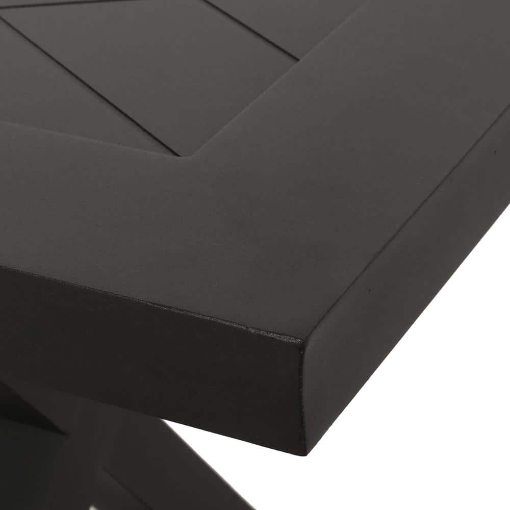 Antique Black Aluminum Outdoor Bench with X-Shaped Legs