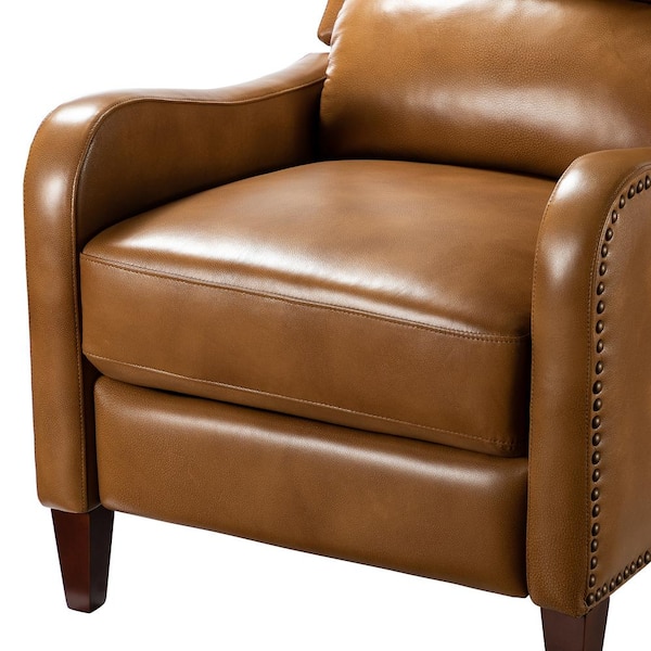 camel colored leather recliner