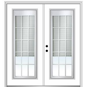 72 in. x 80 in. Internal Blinds and Grilles Right-Hand Inswing Full Lite Clear Glass Painted Steel Prehung Front Door