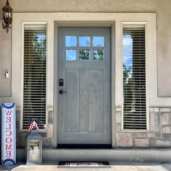 DIY RTA Kit 32in.x80in. Knotty Alder Right-Hand/Inswing 6 Lite Clear Glass Grey Stain Wood Ready To Assemble Front Door