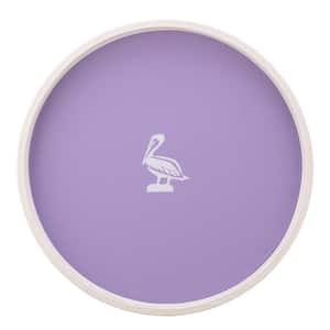 PASTIMES Pelican 14 in. W x 1.3 in. H x 14 in. D Round Lavender Leatherette Serving Tray