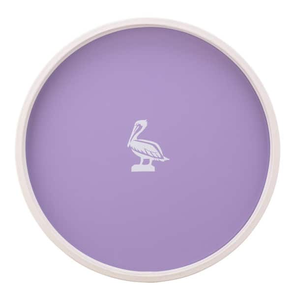 Kraftware PASTIMES Pelican 14 in. W x 1.3 in. H x 14 in. D Round Lavender Leatherette Serving Tray