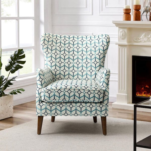JAYDEN CREATION Leonhard 28.5 in. Geometric Fabric Wingback