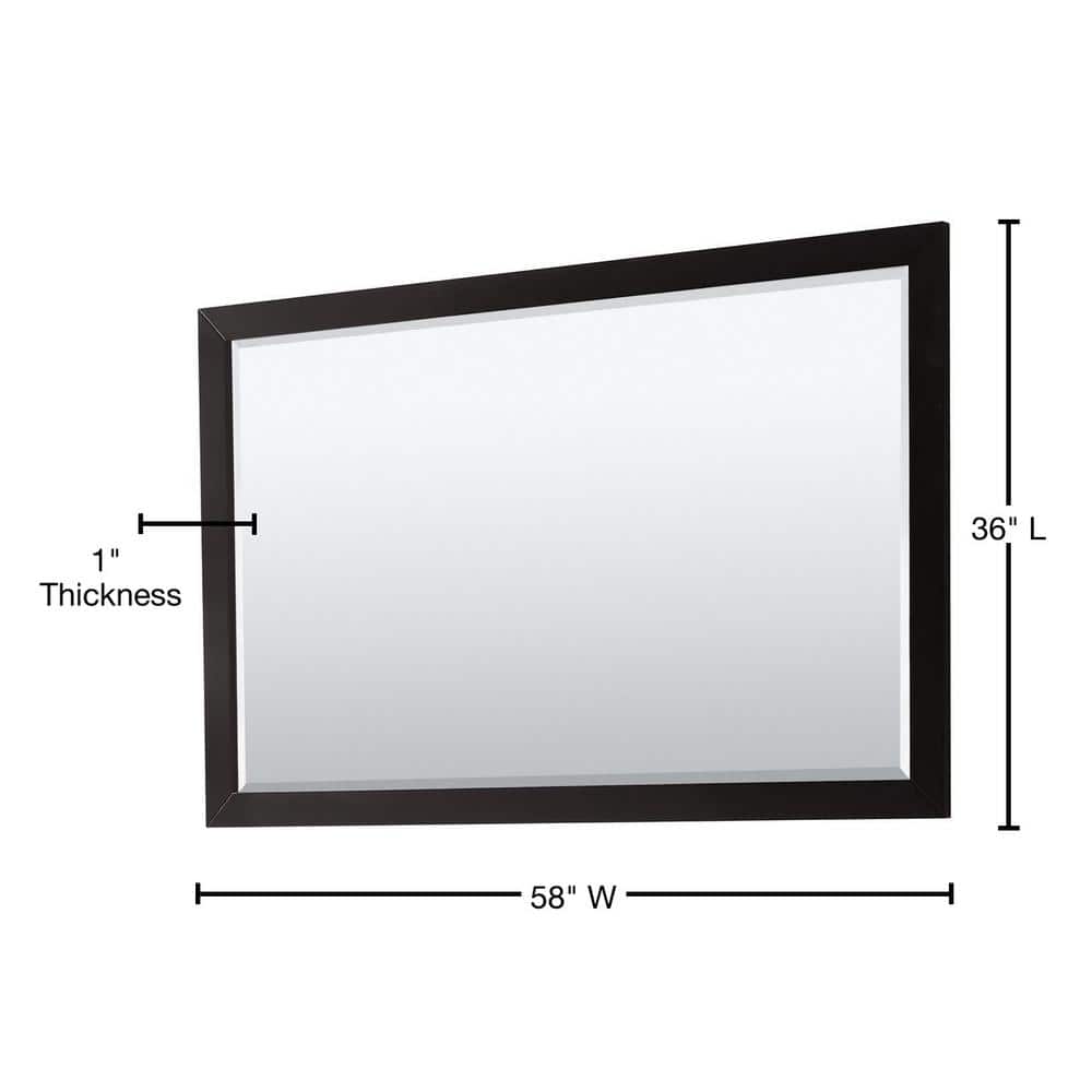 Daria 58 in. W x 36 in. H Rectangular Framed Wall Bathroom Vanity Mirror in Dark Espresso price history on PriceWatchPro