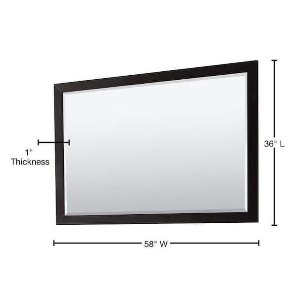 Daria 58 in. W x 36 in. H Rectangular Framed Wall Bathroom Vanity Mirror in Dark Espresso