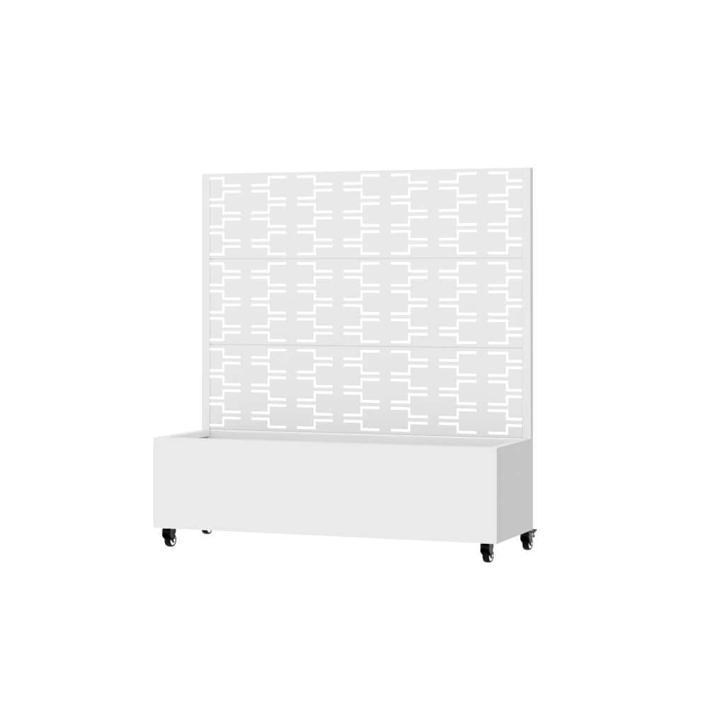 47 in. L x 16 in. W x 47 in. H White Wheeled Square Raised Iron Planter with Brick Cut Trellis (1-Pack) price history on PriceWatchPro