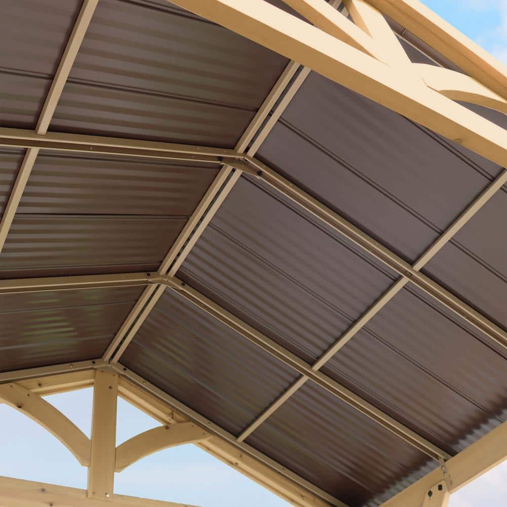 Meridian Cedar Grilling Pavilion with Brown Aluminum Roof