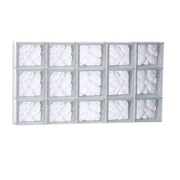 Clearly Secure 38.75 in. x 19.25 in. x 3.125 in. Non-Vented Wave Pattern Frameless Glass Block Window