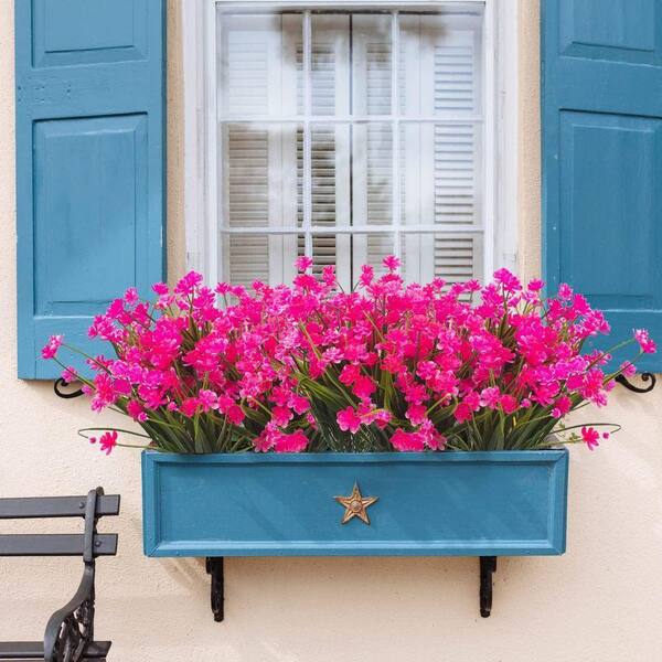 14 in. Pink Outdoor Artificial Flowers 20 Bundles DE411K3 - The