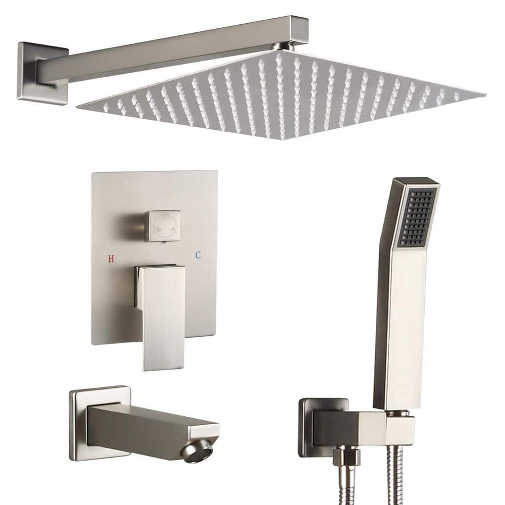 Single-Handle 3-Spray Tub and Shower Faucet with 12 in. Rain Shower Heads 2