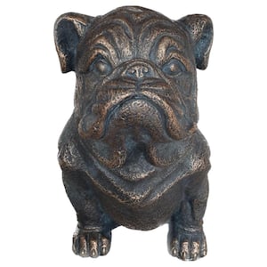 Sitting Bulldog Garden Resin Statue 16 in. Copper-look