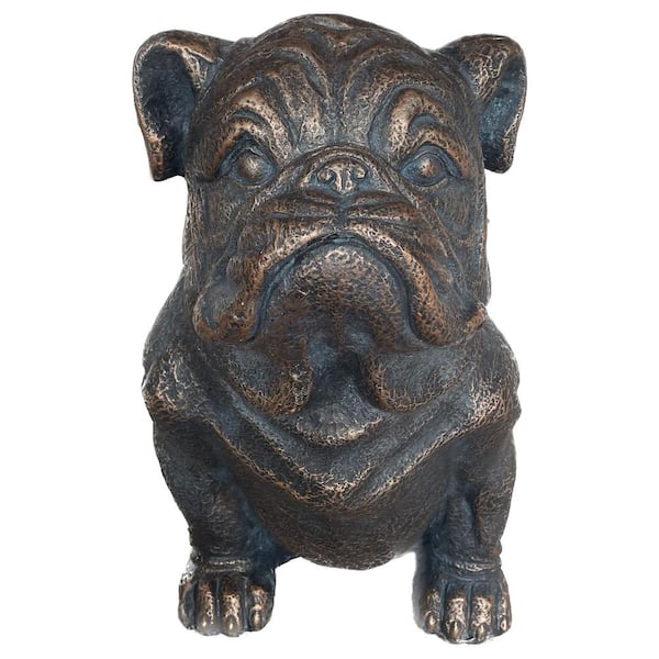 Galt International Sitting Bulldog Garden Resin Statue 16 in. Copper-look