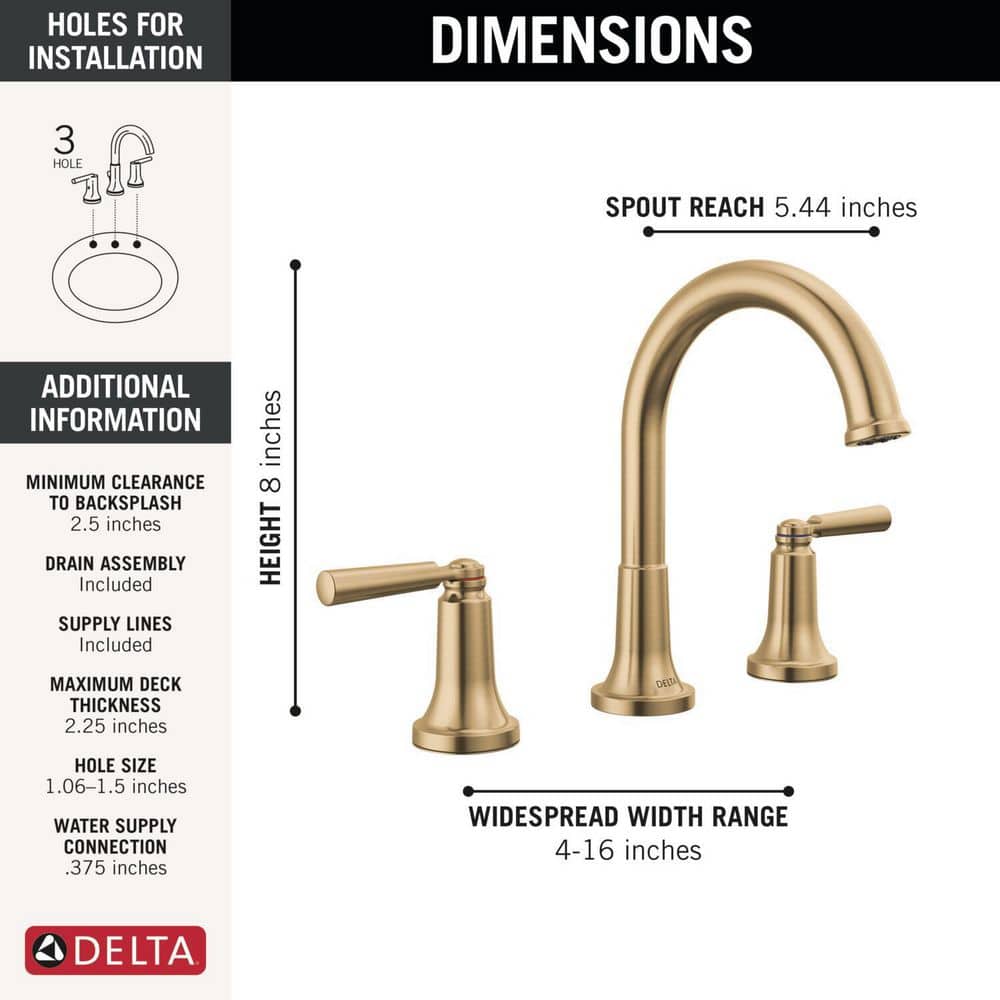 Champagne Bronze Widespread Bathroom Faucet with Drain Assembly