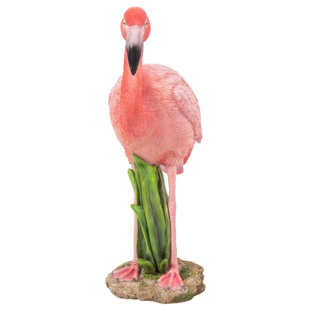 Pink Polyresin Flamingo Garden Statue with Realistic Features