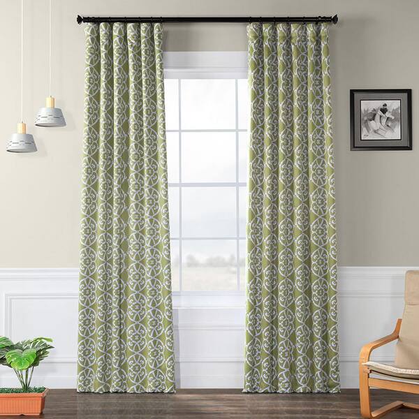 Exclusive Fabrics & Furnishings Semi-Opaque Secret Garden Leaf Green Blackout Curtain - 50 in. W x 84 in. L (Panel)