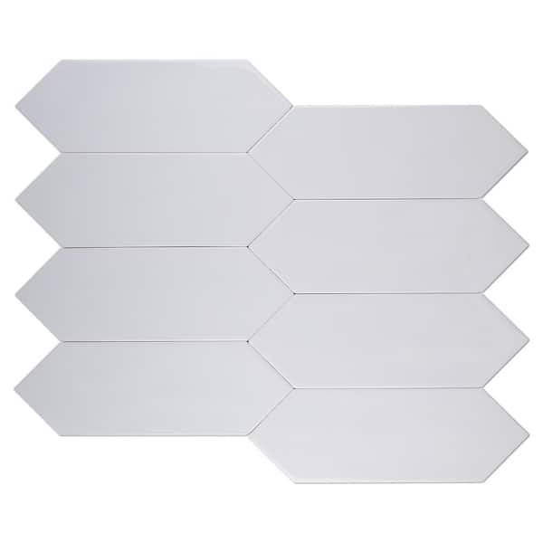 MOLOVO Taylor White 3.94 in. x 11.81 in. Polished Ceramic Picket Tile Sample