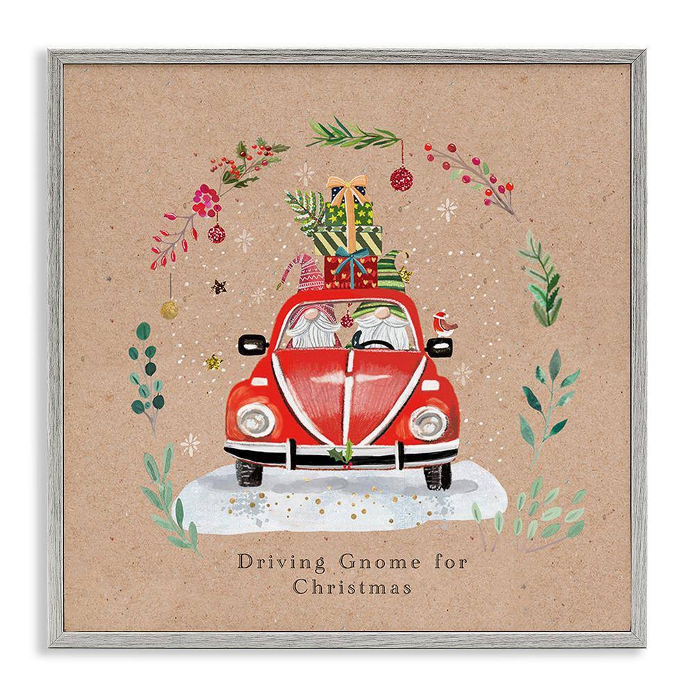 Driving Gnome For Christmas by Sally Darby 1 Piece Framed Graphic Print Travel Poster Art Print 24 in. x 24 in. price history on PriceWatchPro
