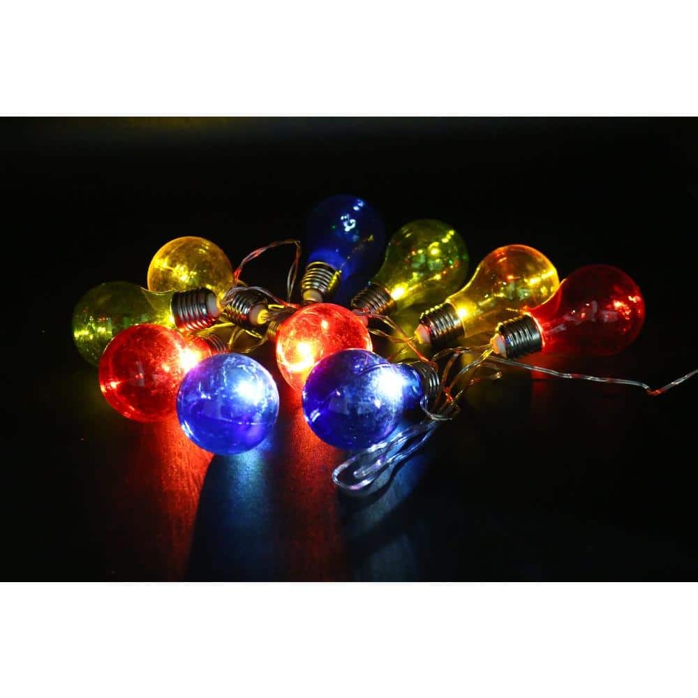 Multi-Colored Edison Bulb String Lights with 10 LED Bulbs and Timer