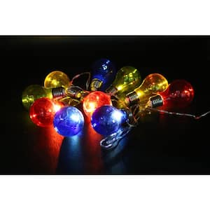 Multi-Colored Edison Bulb String Lights with 10 LED Bulbs and Timer