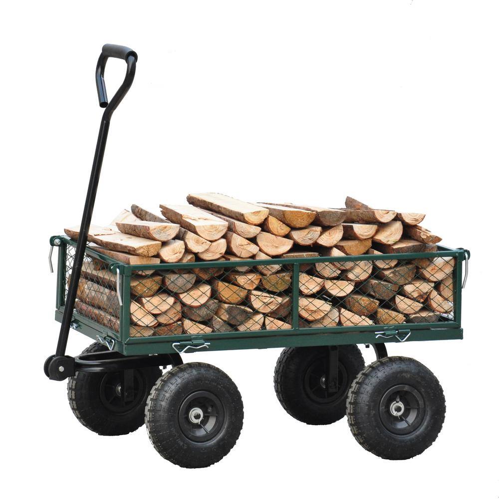 4 cu. ft. Green Metal Wagon Cart Garden Cart price history on PriceWatchPro