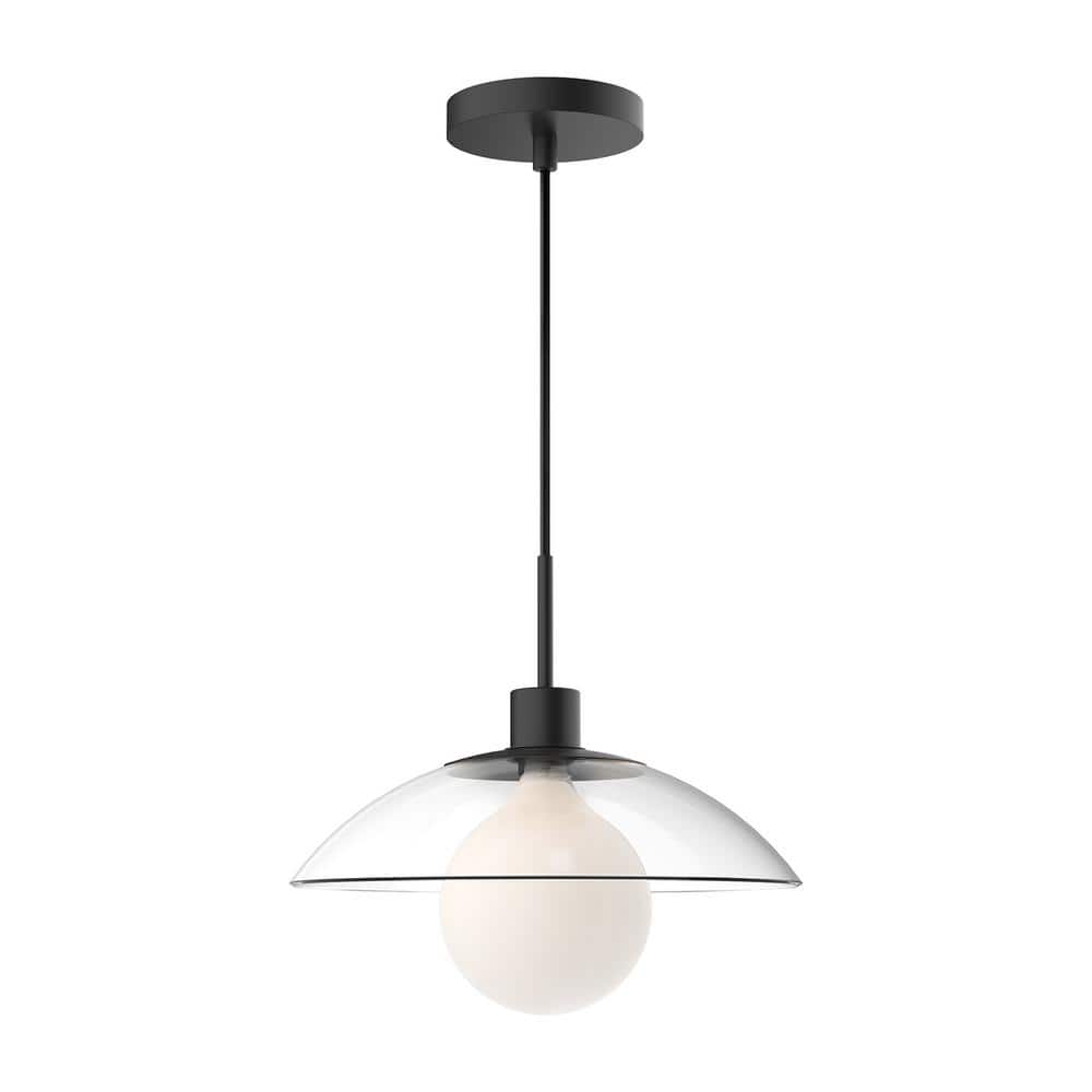 Francesca Matte Black Glass Bowl Pendant Light