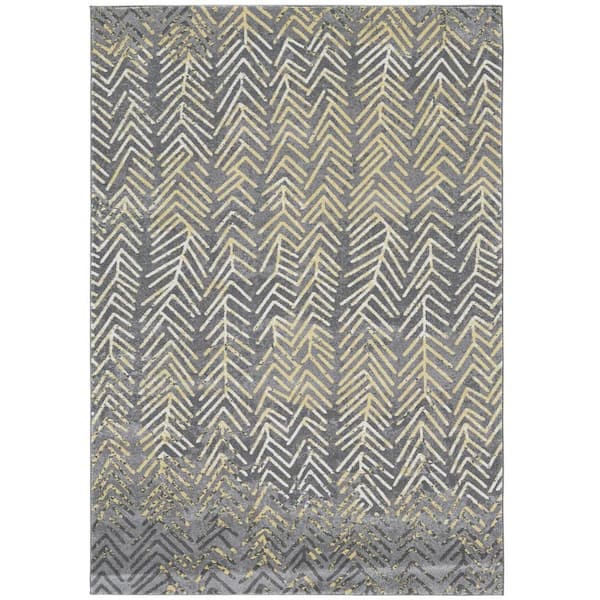 10 ft. x 13 ft. Gray, White Abstract Area Rug
