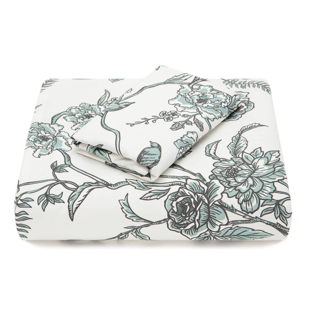 Sage Green French Toile Microfiber Duvet Cover Set
