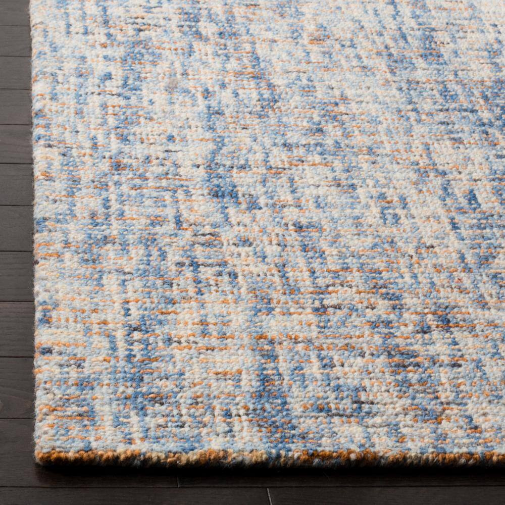 Handmade Blue Wool Abstract Tufted Reversible Rug 27" x 10"