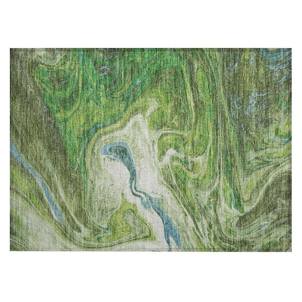 Chantille Machine Washable Indoor/Outdoor Abstract ACN1061 Green 1 ft. 8 in. x 2 ft. 6 in. Area Rug