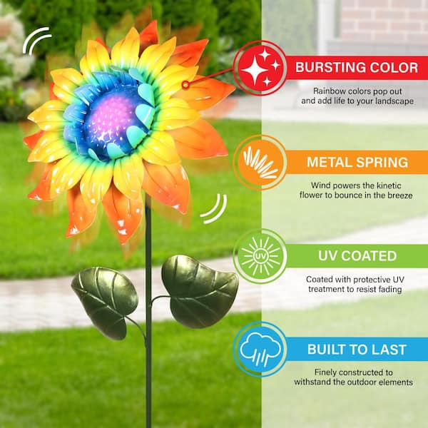 Exhart Bouncing Sunflower 3.31 ft. MultiColor Metal Garden