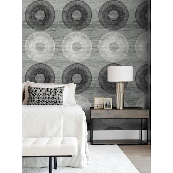 31.35 sq. ft. Monochrome large Circle Vinyl Peel and Stick Wallpaper Roll