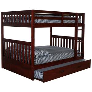 Rich Merlot Series Rich Red Merlot Full Size Over Full Size Bunkbed with Trundle Bed