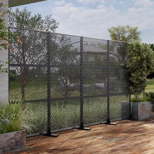 72 in. Jason Metal Outdoor Garden Fence Privacy Screen Garden Screen Panels in Black