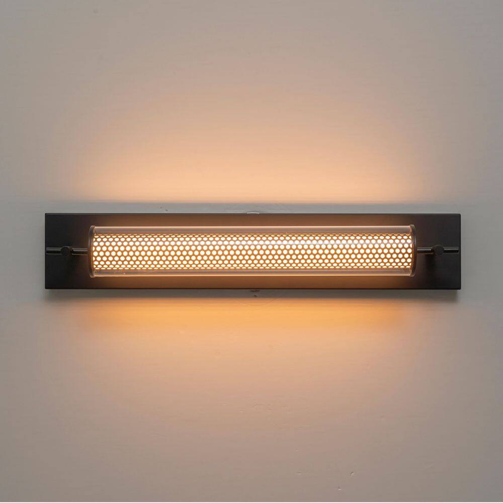 23.62 in. 1-Light Industrial Modern Matte Black Cylinder LED Wall Sconce with Clear Glass, Milky Acrylic Shades price history on PriceWatchPro