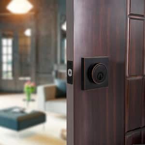 Square Aged Bronze Double Cylinder Contemporary Deadbolt
