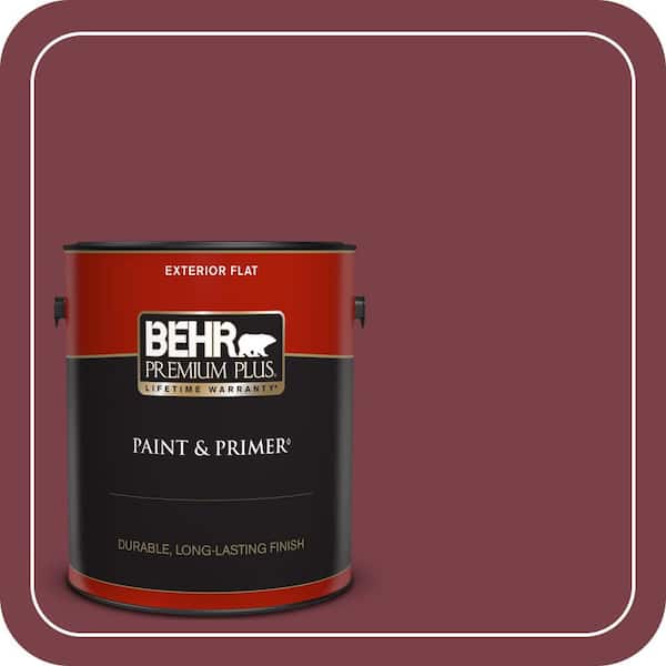 BEHR PREMIUM PLUS 1 gal. #PPU1-13 Spiced Wine Flat Exterior Paint & Primer