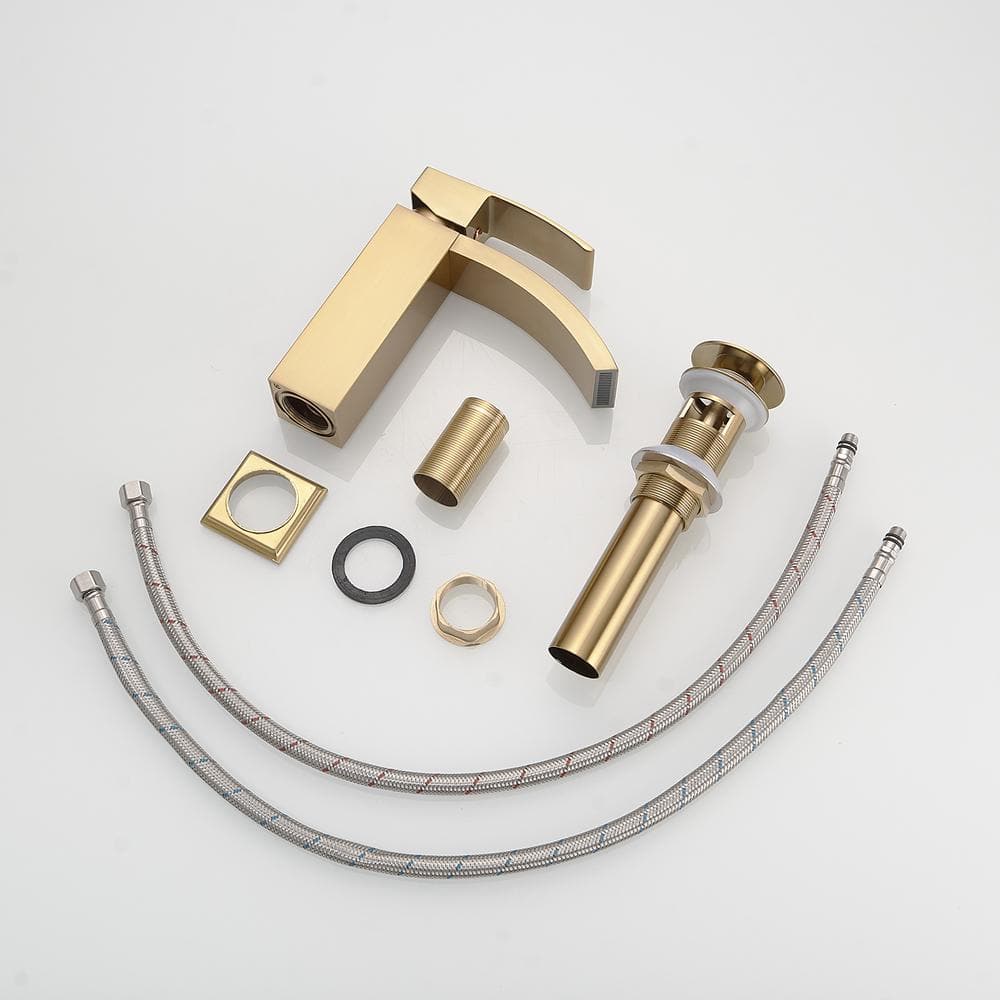 Brushed Gold Single Handle Waterfall Bathroom Faucet