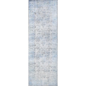Huda Azure 2 ft. 6 in. x 7 ft. 6 in. Rustic Oriental Medallion Polyester Area Rug